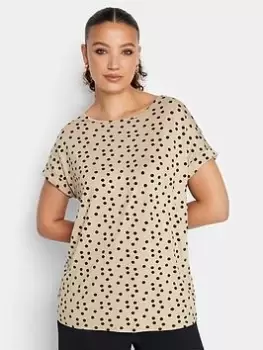 Image of Long Tall Sally Natural Black Turn Back Spot Tee, Natural, Size 20, Women