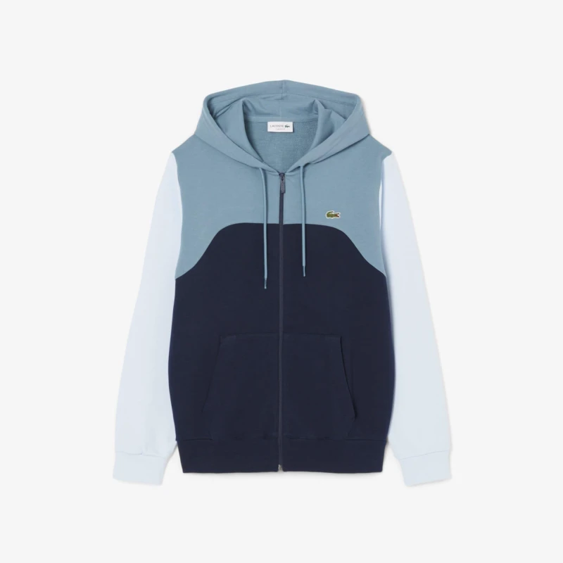 Image of Lacoste Zipped Colour Block Hoodie Navy male XL