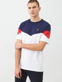 Image of Lyle & Scott Panel T-Shirt - Navy/White, Size L, Men