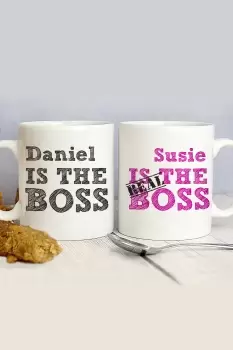 Image of Personalised The Real Boss Mug Set - White