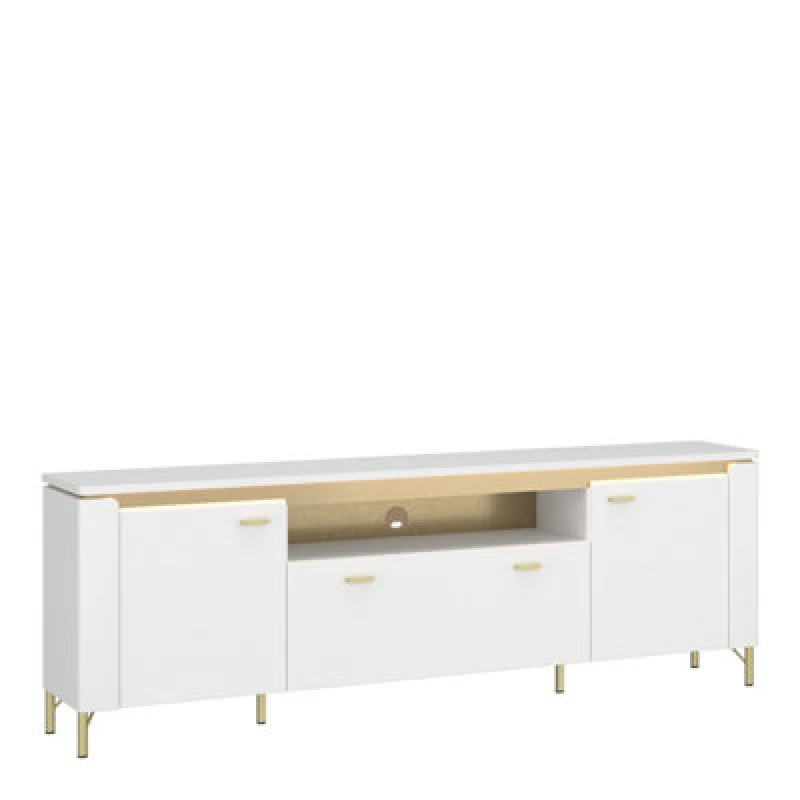 Image of Furniture To Go Lazio TV Cabinet 2 Door 1 Drawer In Alpine White/white Gloss