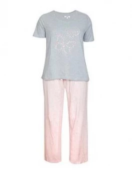 Image of Evans Pink And Grey Butterfly Pj Set