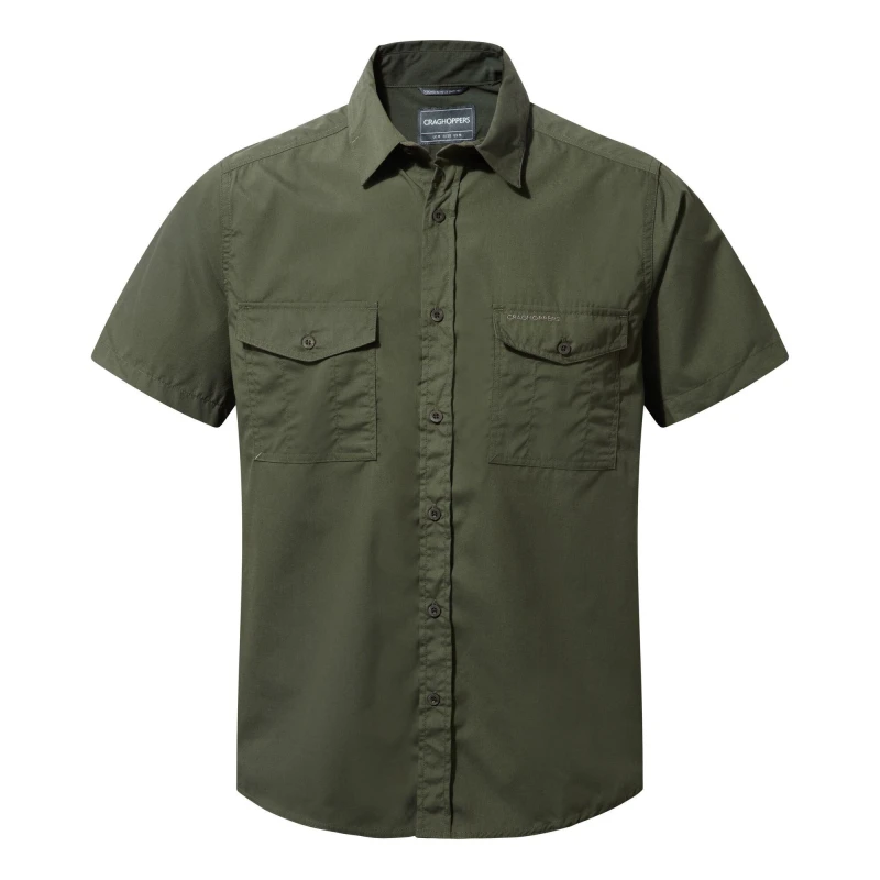 Image of Craghoppers Craghoppers Men NosiDefense Cotton-Blend 'Kiwi' Short Sleeve Shirt in Khaki Size: X-Large Khaki XL Male 5054904523245