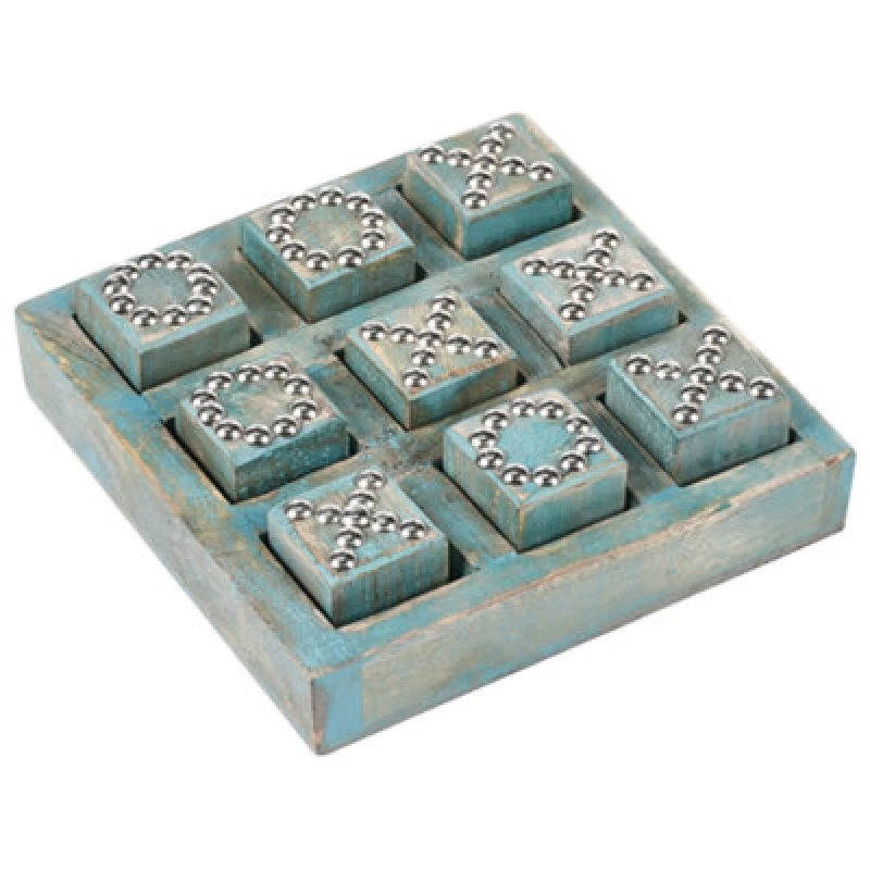 Image of Beliani Tic-Tac-Toe Game Kina Mango Wood Blue