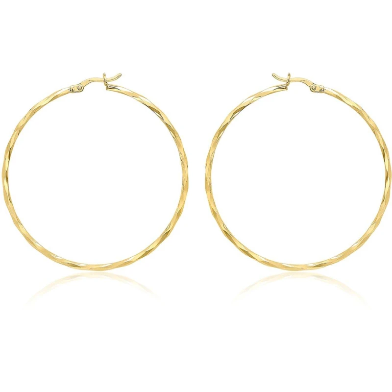 Image of Be You 9ct Gold Diamond Cut Hoops Gold female 48mm