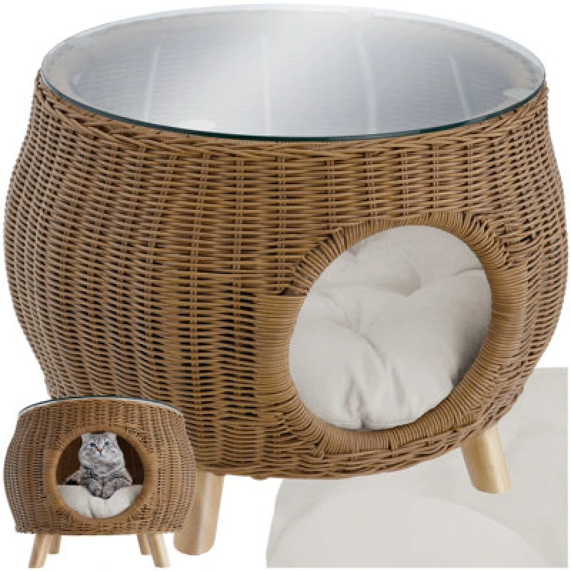 Image of Tectake Coffee Table Tivoli - With Pet Bed, 75 Kg Load Capacity, 54 X 40 Cm - Nature