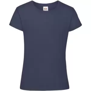 Image of Fruit Of The Loom Girls Sofspun Short Sleeve T-Shirt (5-6) (Navy Blue)