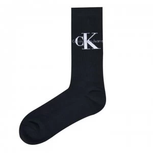 Image of Calvin Klein Calvin Mono Logo Crew Socks - Black/White