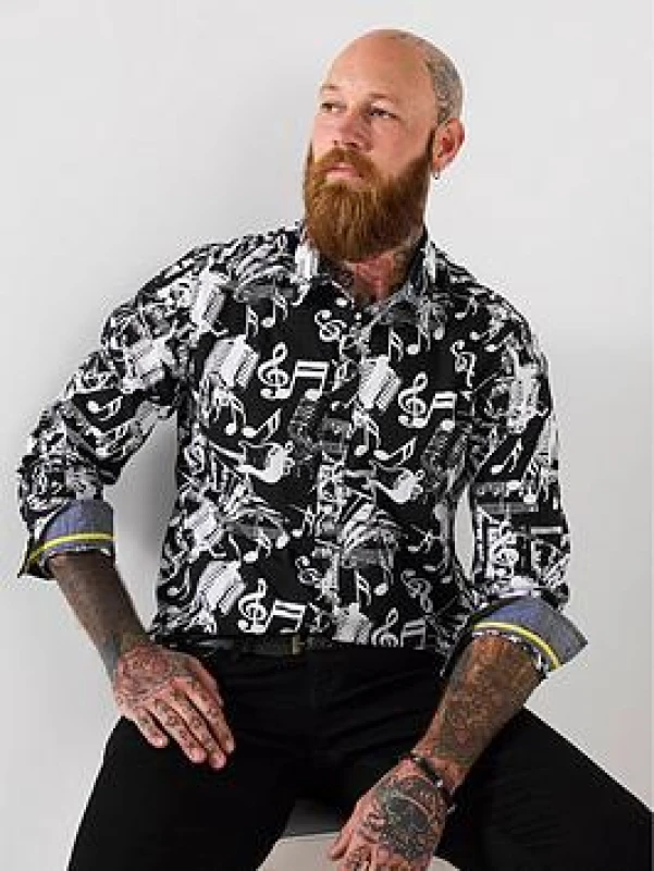 Image of Joe Browns Joe Browns Men Musical Note PrinT-Shirt in Black Size: Small Black S Male 5059953308119