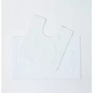 Image of Luxury Two Piece Cotton White Bath Mat Set - White - White - White - Homescapes
