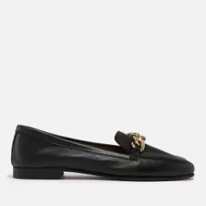 Image of Dune Womens Goldsmith Chain-Embellished Leather Loafers - UK 6