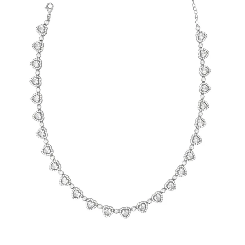 Image of Say It With Heart Tennis Choker Necklace - Silver Size: 16" Silver Unisex 16"