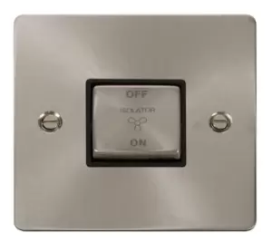 Image of Click Scolmore Define Brushed Steel 1 Gang Plate Switch 10A With Black Ingot - FPBS520BK