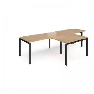 Image of Adapt double straight desks 3200mm x 800mm with 800mm return desks -
