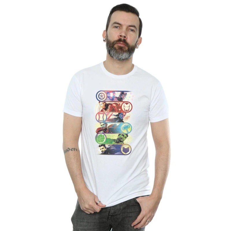 Image of Marvel Marvel Men Avengers Endgame Original Heroes T-Shirt in White Size: Small White S Male 5059114897933