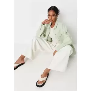 Image of Missguided Oversized Ash Denim Jacket - Green