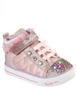 Image of Skechers Toddler Girl Shuffle Lites Lighted High Top Trainer - Pink, Size 4 Younger