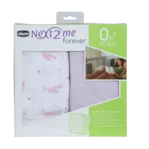 Image of Chicco Original Next 2 Me Forever Fitted Sheets (Pack of 2) - Pink Ballet
