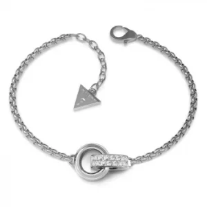 Image of Guess Silver Tone Crystal Rings Bracelet