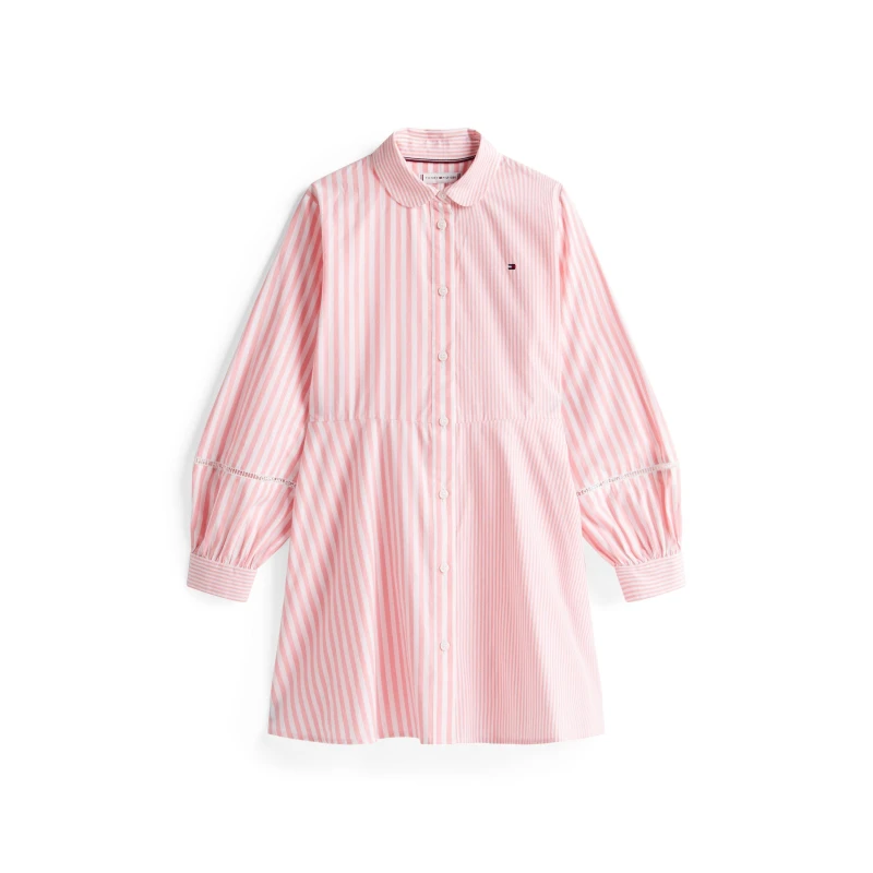 Image of Tommy Hilfiger Kids Long-Sleeve Shirt Dress Pink Stripe TIA female 12Y