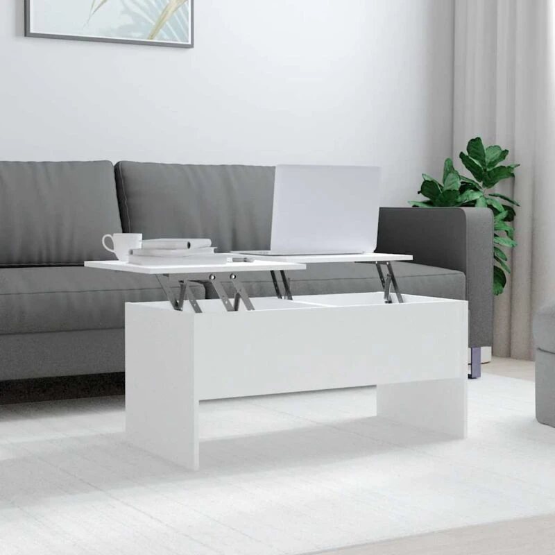 Image of Vidaxl Coffee Table White 102X50.5X46.5cm Engineered Wood, White 809719