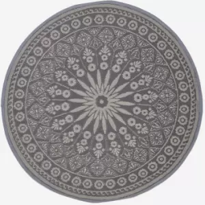 Image of HOMESCAPES Black Outdoor Rug with Mandala Pattern, 170cm - 0