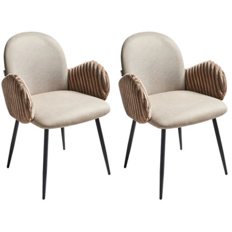 Image of Beliani Set Of 2 Dining Chairs Amity Fabric Taupe