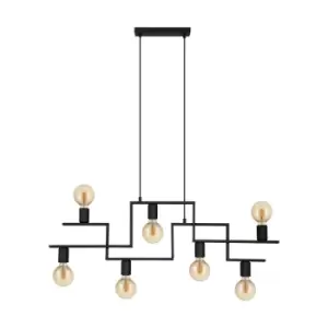 Image of Hanging Ceiling Pendant Light Black Industrial 7x E27 Multi Lamp Table Feature