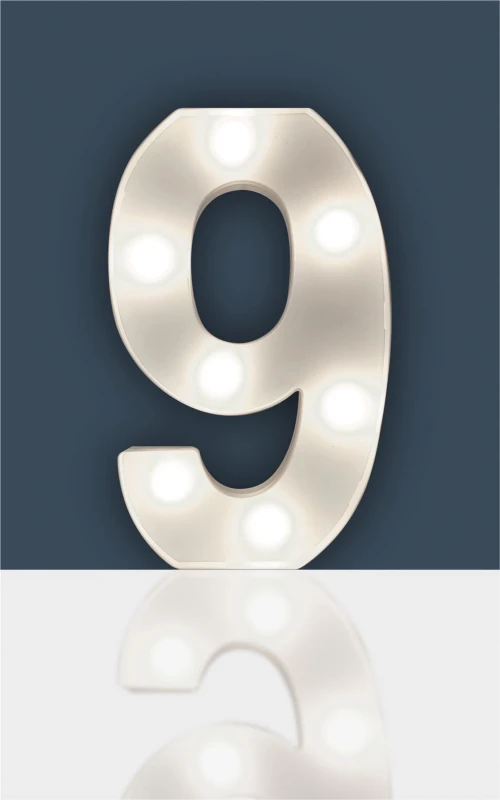 Image of "9" Light Up 3D LED 22cm Numbers Party Birthday Wedding Battery Operated ELV-520528 Light-Up Number