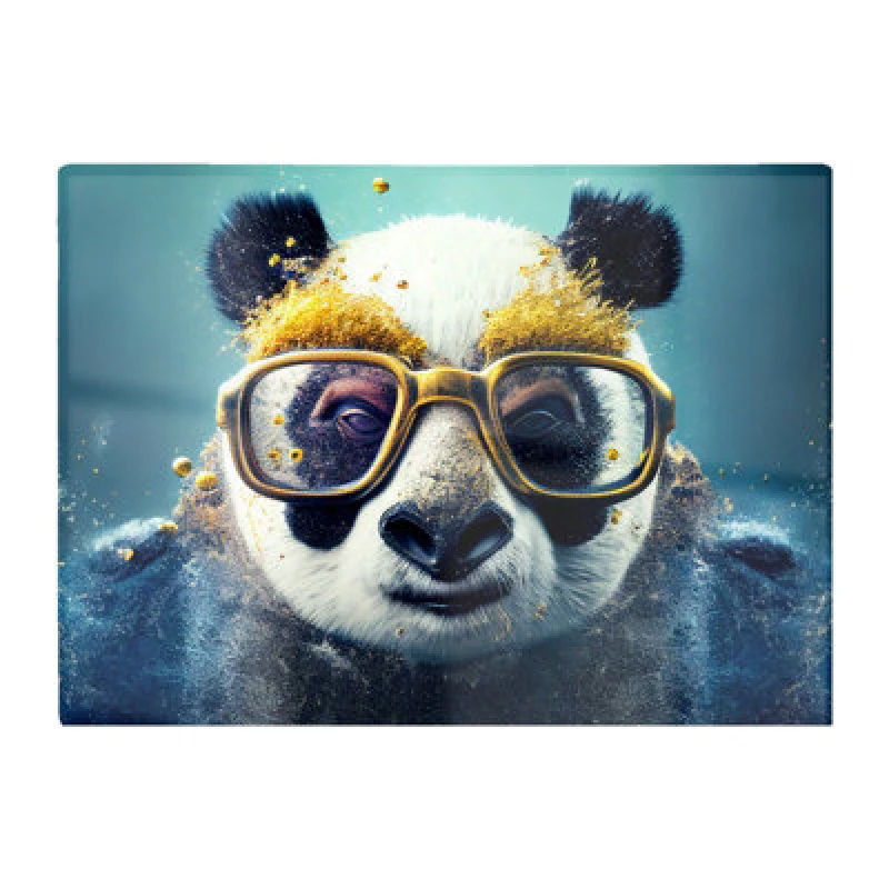 Image of Warren Reed Designer Panda With Golden Glasses Splashart Glass Chopping Board