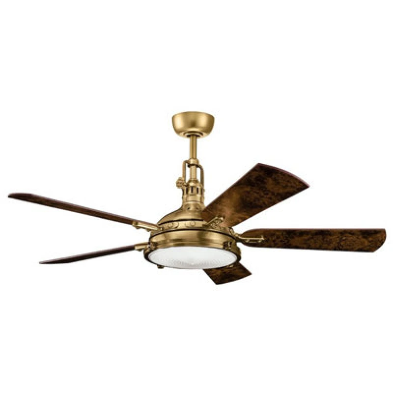Image of Hatteras Bay 142cm Ceiling Fan with Dimmable 3000K LED Light, Burnished Antique Brass, Remote Control