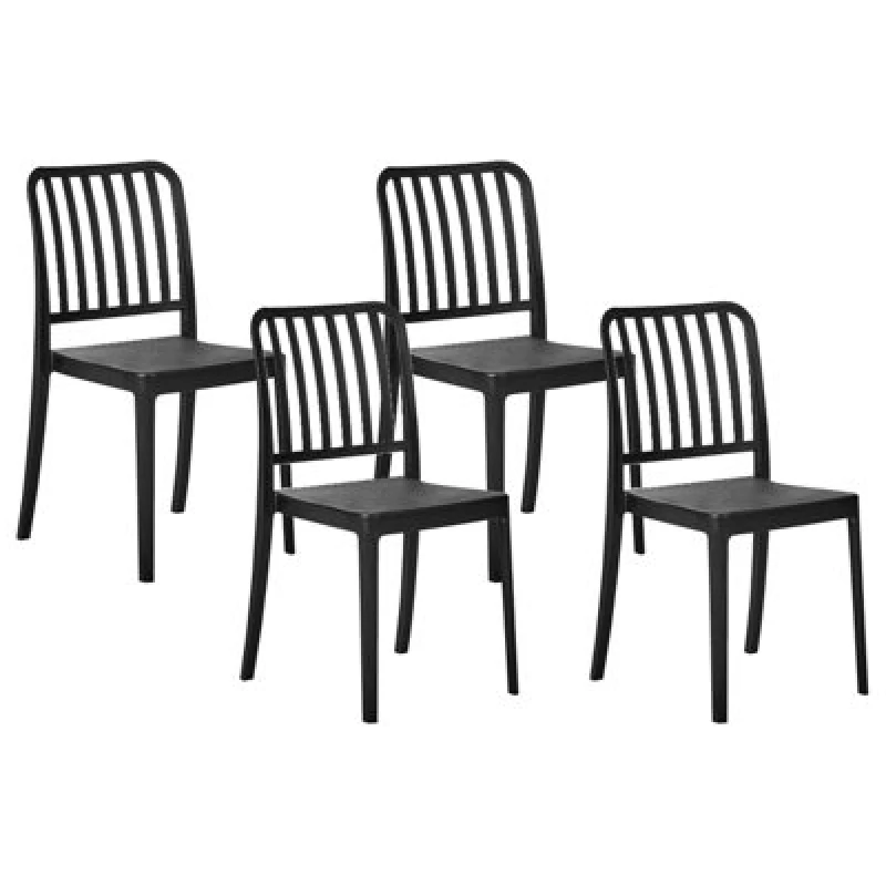 Image of Beliani Set Of 4 Garden Chairs Sersale Synthetic Material Black