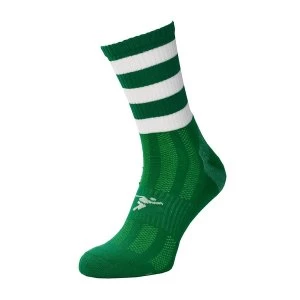 Image of Precision Pro Hooped GAA Mid Socks Green/White - UK Size 7-11