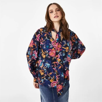 Image of Biba BIBA Floral Print V Neck Tie Blouse - Fantasy Floral