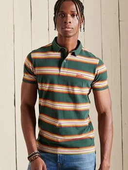 Image of Superdry Academy Stripe Polo - Green/Multi, Green/Multi, Size S, Men