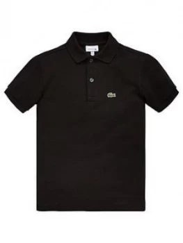 Image of Lacoste Boys Classic Short Sleeve Pique Polo, Black, Size 3 Years