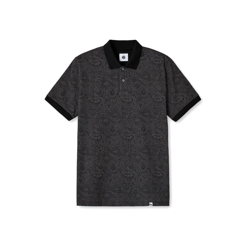 Image of Pretty Green Mens Wonderwall Paisley Short-Sleeve Polo Shirt Black male Small