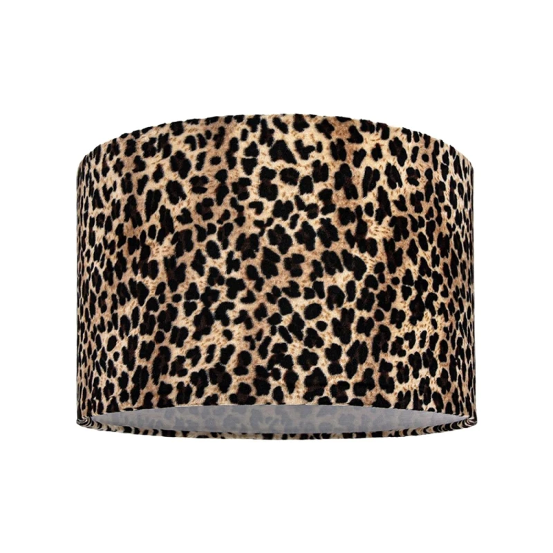 Image of Happy Homewares Modern & Distinctive Leopard Print Table/Pendant Lamp Shade in Soft Velvet in Black Size: 12" Black Unisex 12"