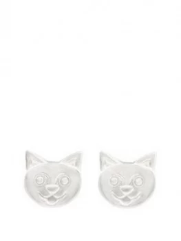 Image of The Love Silver Collection Sterling Silver Cat Face Stud Earrings
