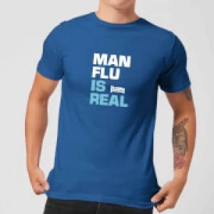 Image of Plain Lazy Man Flu Is Real Mens T-Shirt - Royal Blue - L