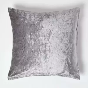 Image of HOMESCAPES Silver Luxury Crushed Velvet Cushion Cover, 60 x 60cm - Grey
