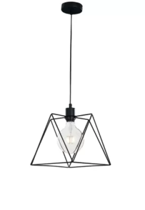 Image of SANTANA Wire Frame Pendant Ceiling Light Black 26x26x25cm