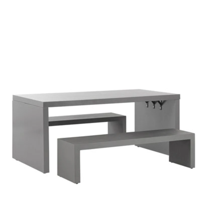 Image of BELIANI Outdoor Concrete Dining Set U-Shaped Table 2 Benches Steel Frame Grey taranto 262524