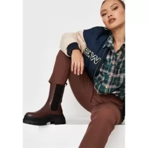 Image of Missguided Chunky sole panelled side ankle boot - Brown