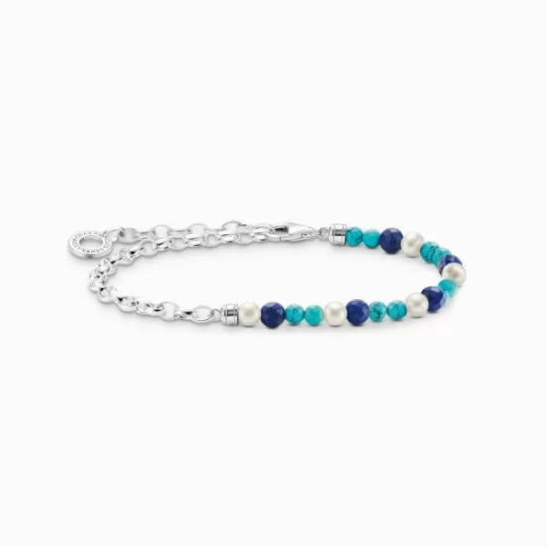 Image of Charm Club Blue Stones And Pearls Bracelet A2100-056-7