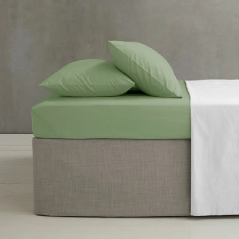 Image of Catherine Lansfield 'Easy Iron Percale' Combed Polycotton 35cm Depth Sheet Light Green