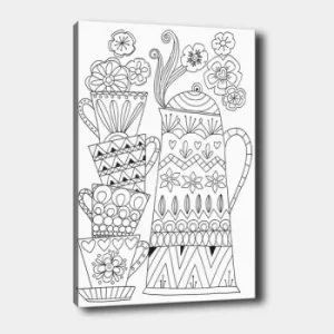 Image of MANDALA08 White Black Decorative Canvas Painting