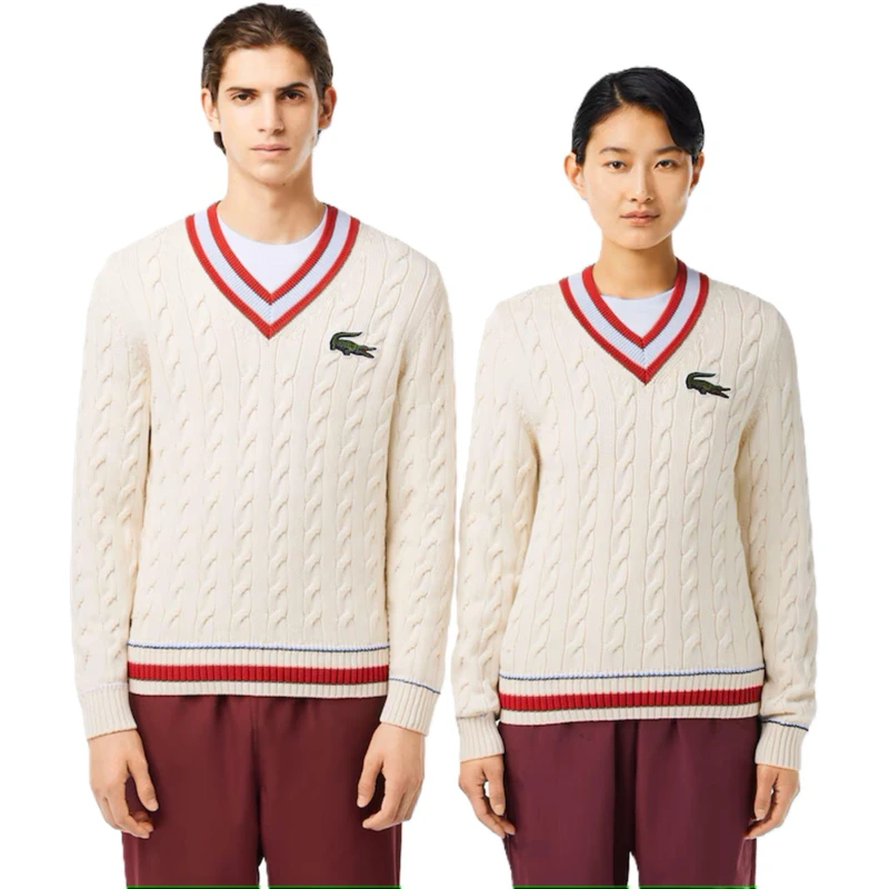 Image of Lacoste Mens Cable Knitted Crew Neck Jumper Lapland male 2XS