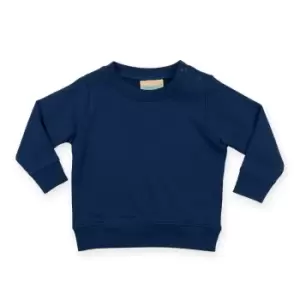 Image of Larkwood Baby Unisex Crew Neck Sweatshirt With Shoulder Poppers (3/4 years) (Navy)