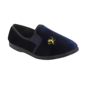 Image of Sleepers Kids Boys Kyle Lion Motif Twin Gusset Slippers (5 UK) (Navy Blue)